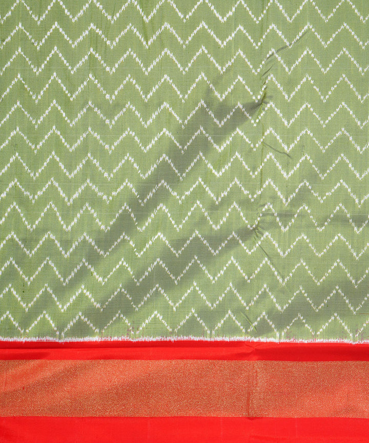 Pista green pink handwoven pochampally ikat silk saree