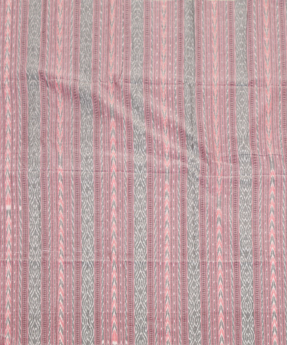 2.4 m pink grey handwoven cotton nuapatna kurta material