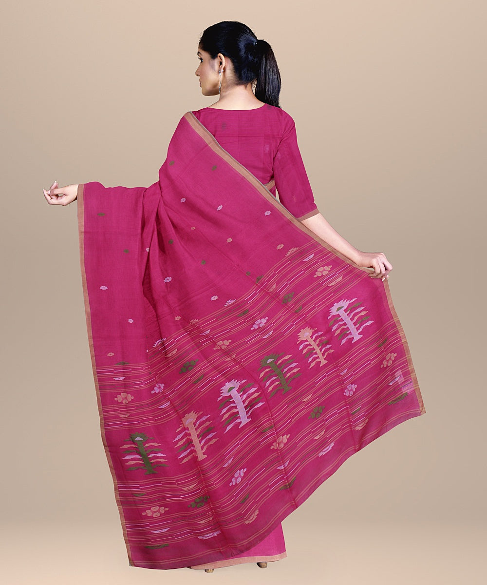 Pink cotton handloom bengal saree