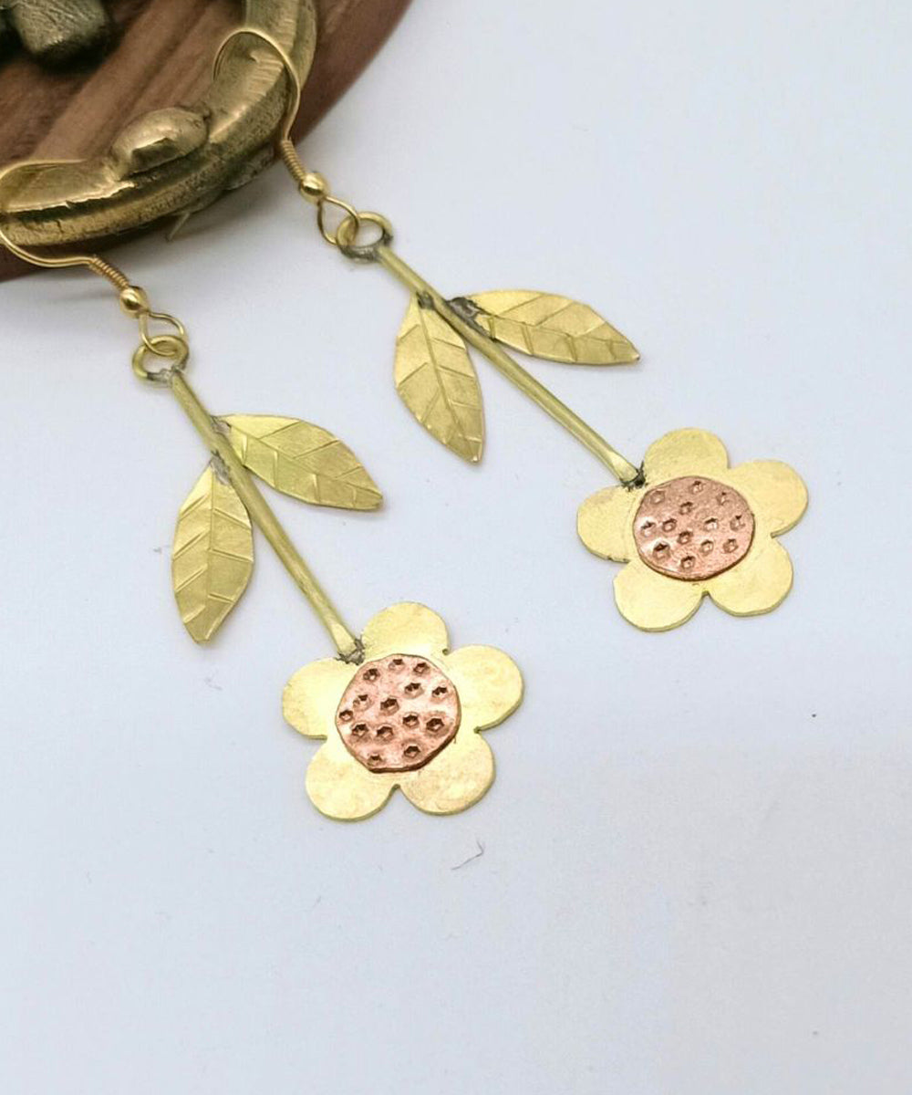 Golden brass dhokra handcrafted earring