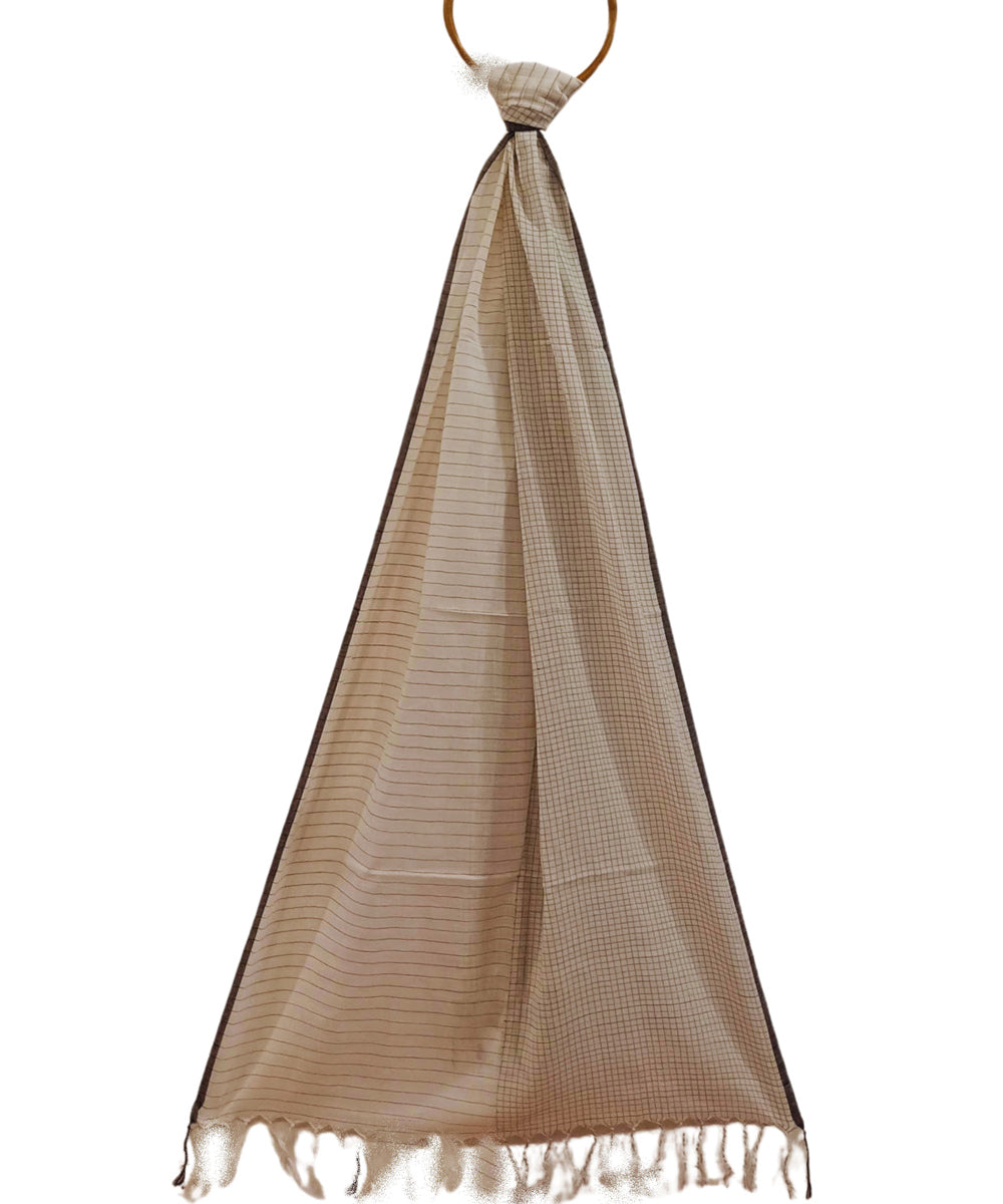 White black check handwoven cotton stole
