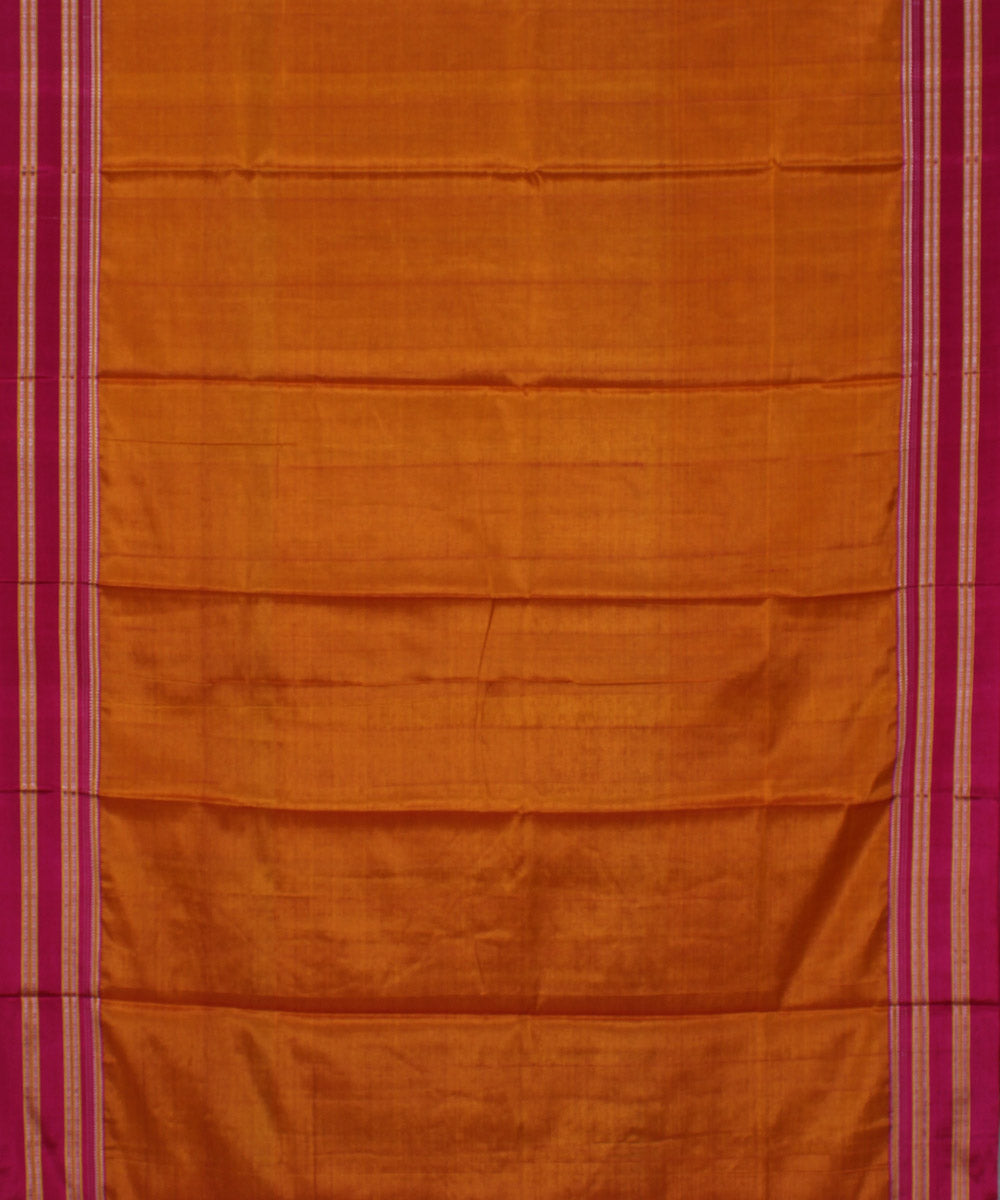 Orange pink gayatri border cotton art silk handloom ilkal saree
