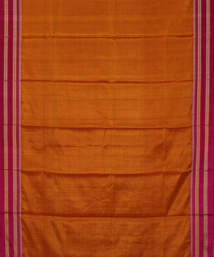 Orange pink gayatri border cotton art silk handloom ilkal saree