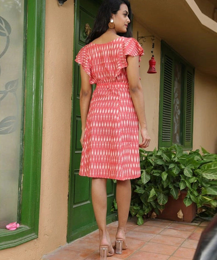 Pink handcrafted pochampally ikat cotton dress – GoSwadeshi