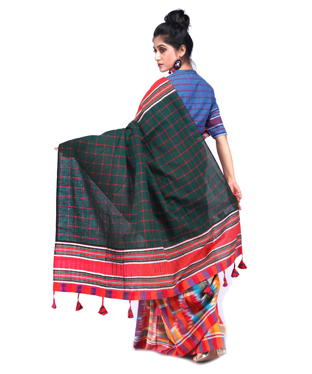 Multicolor checks cotton handloom gamcha saree