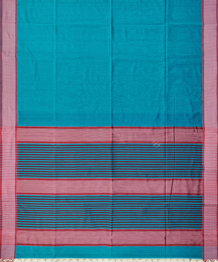 Sky blue maroon handwoven maheshwari cotton silk saree