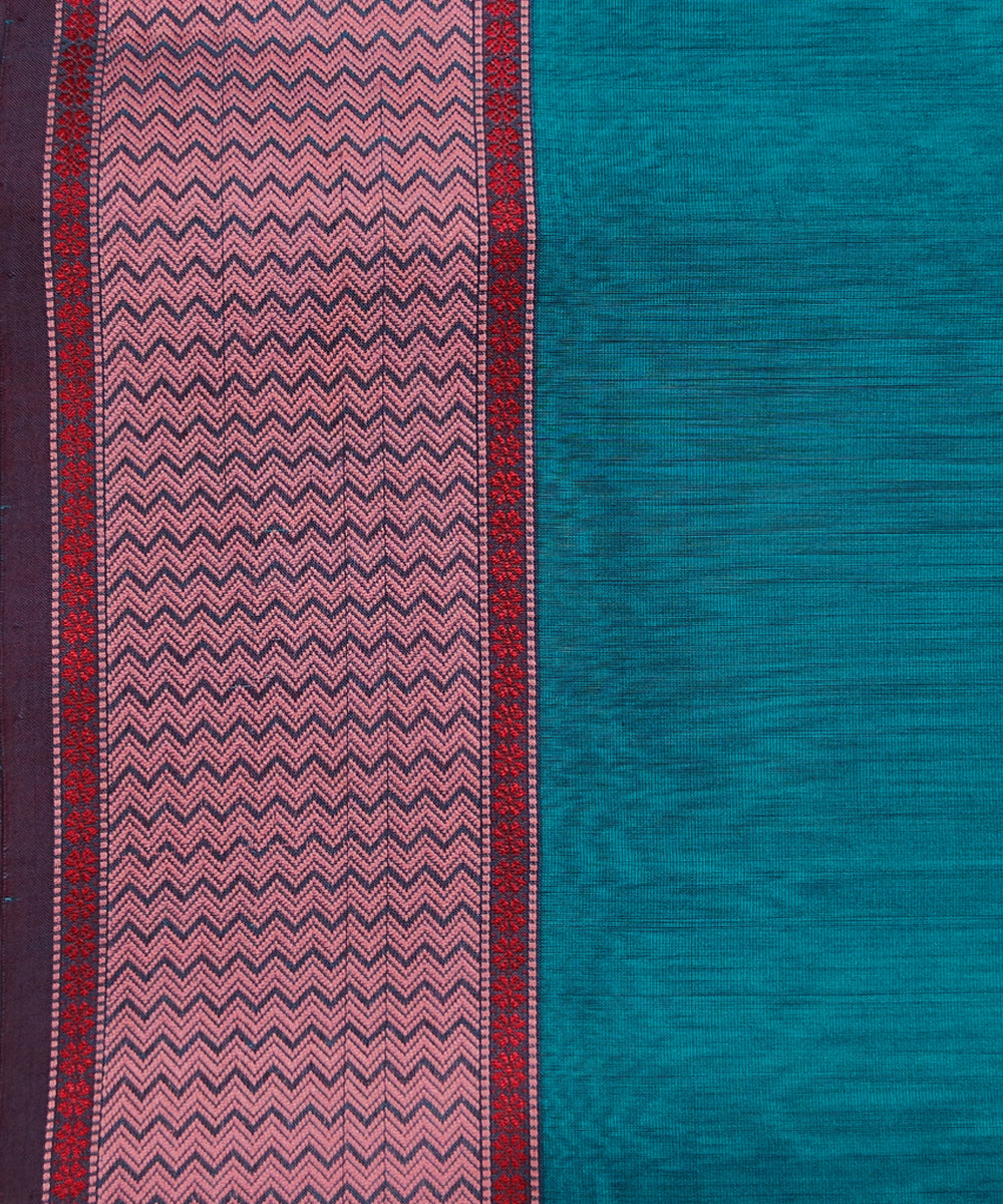 Sky blue maroon handwoven maheshwari cotton silk saree