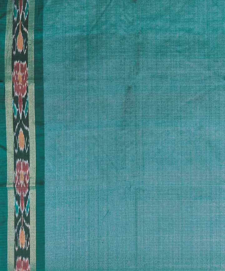 Beige green Tussar Silk Handwoven Sambalpuri Saree