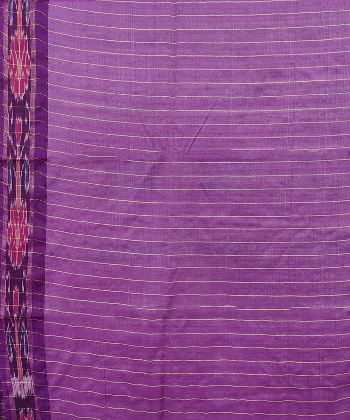 Beige Violet Tussar Silk Handwoven Sambalpuri Saree