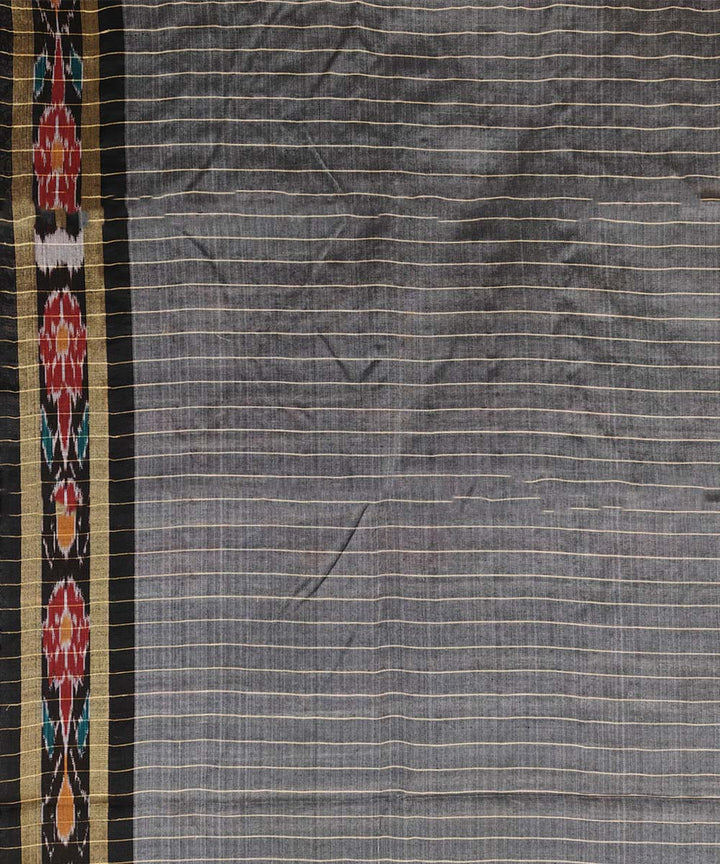 Beige black Tussar Silk Handwoven Sambalpuri Saree