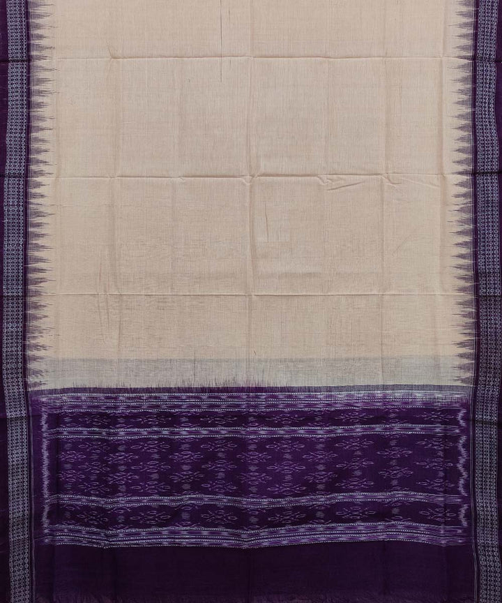 Beige purpel handwoven cotton sambalpuri dupatta