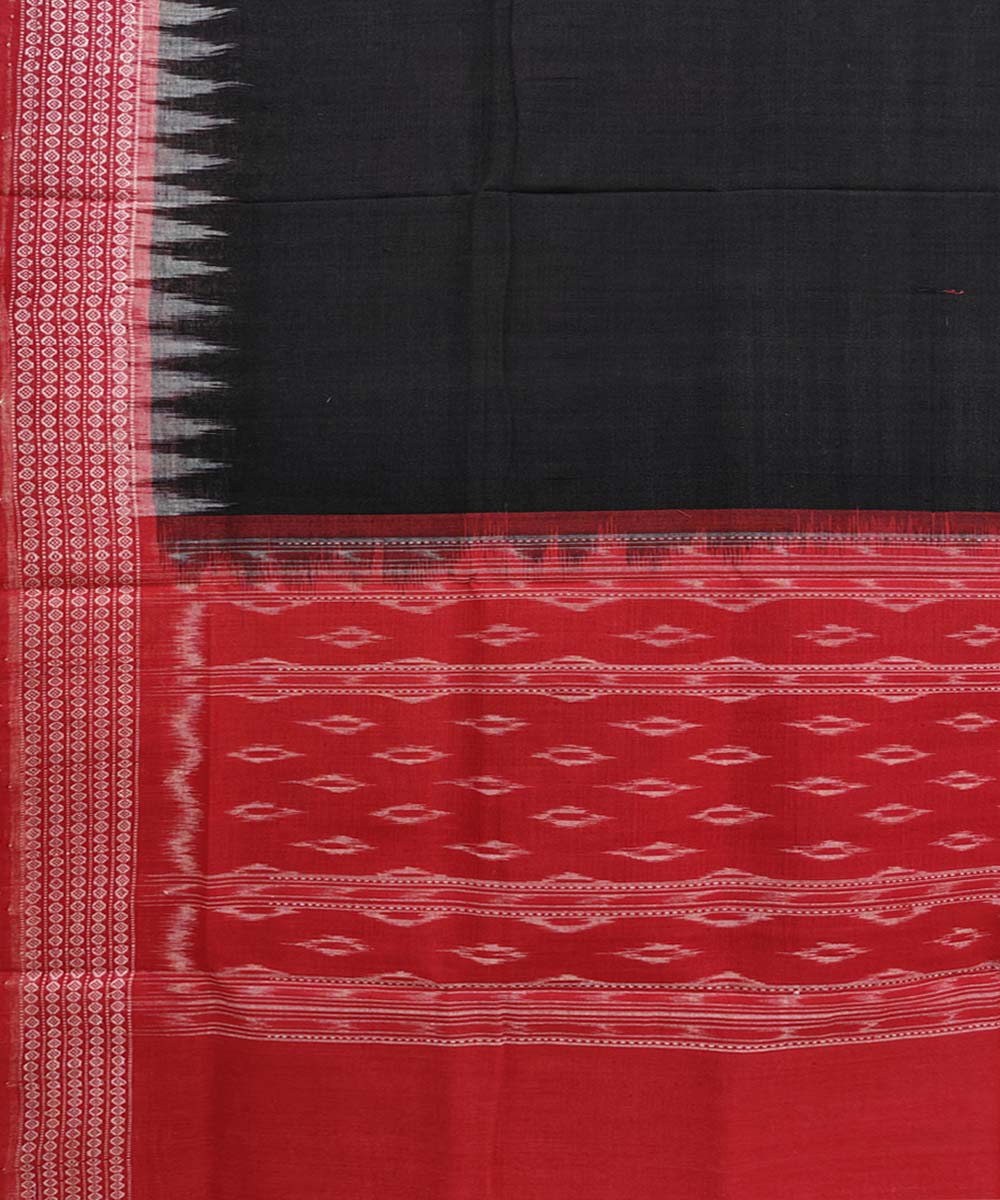 Black red handwoven cotton sambalpuri dupatta