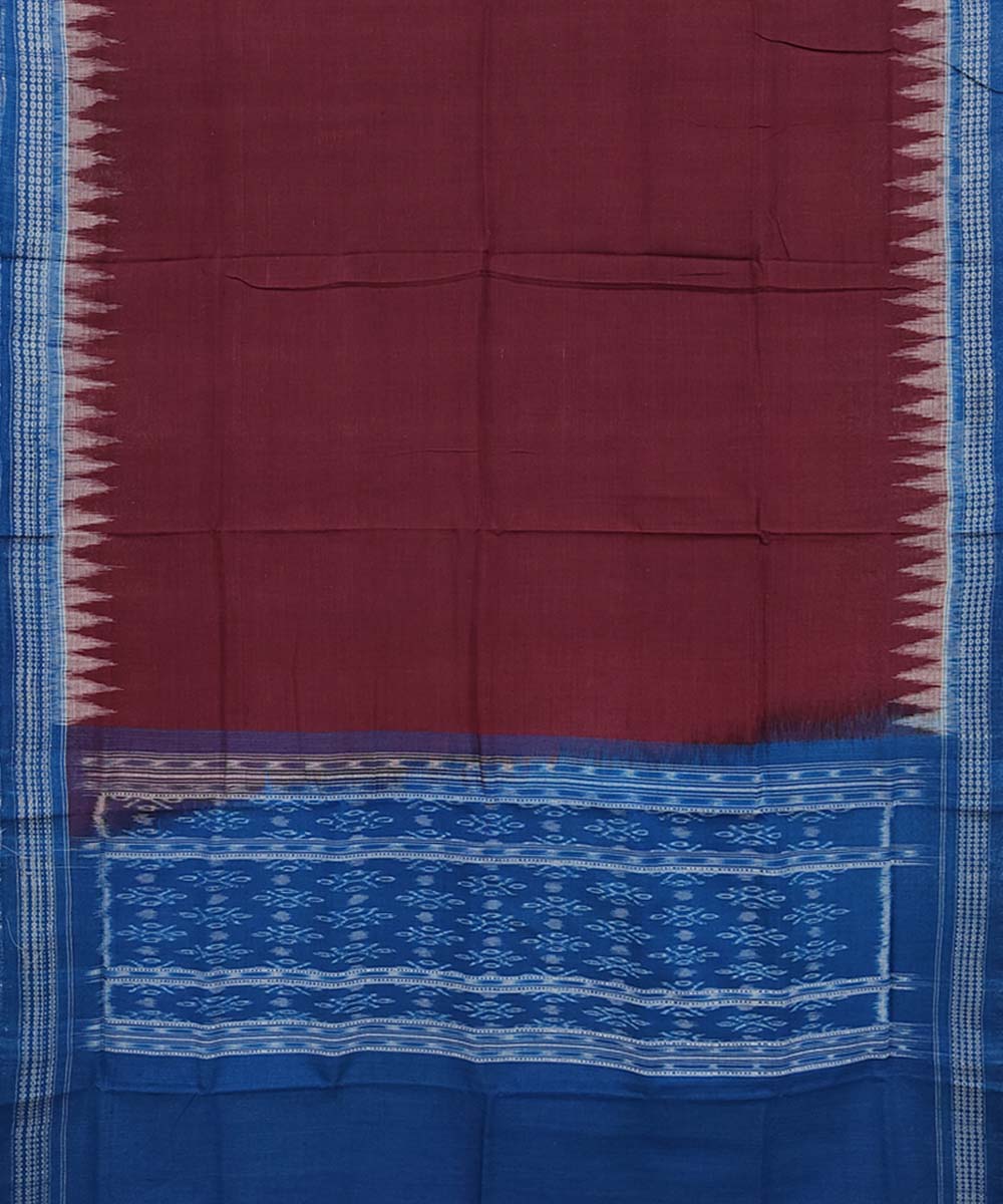 Maroon indgo handwoven cotton sambalpuri dupatta