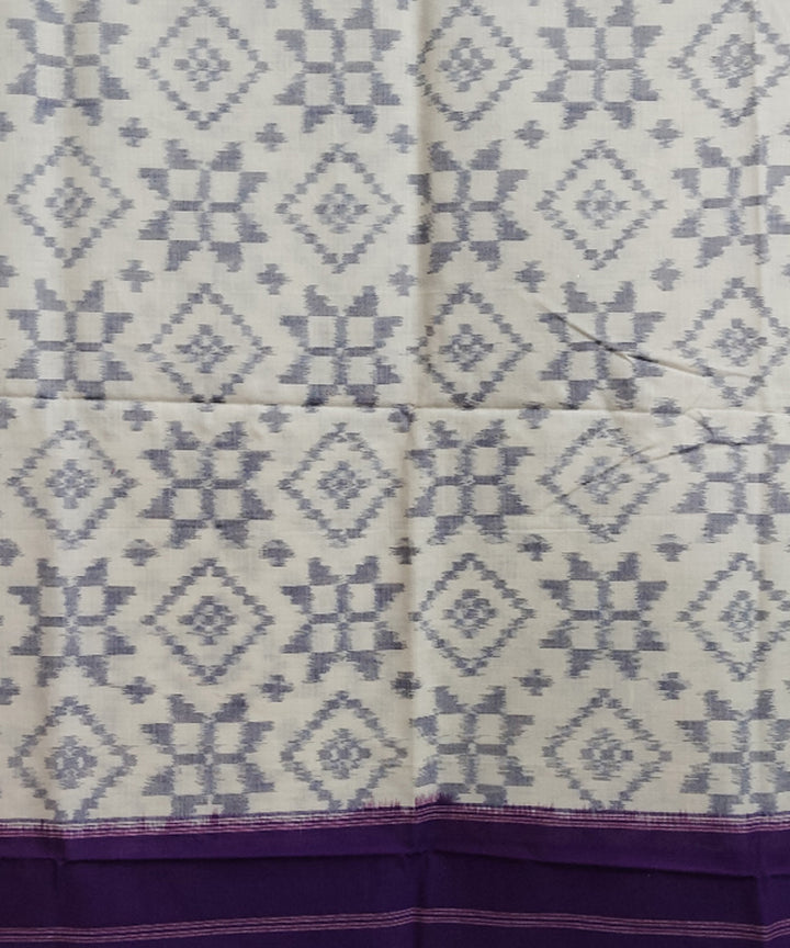 Offwhite violet handloom pochampally ikat cotton duppatta