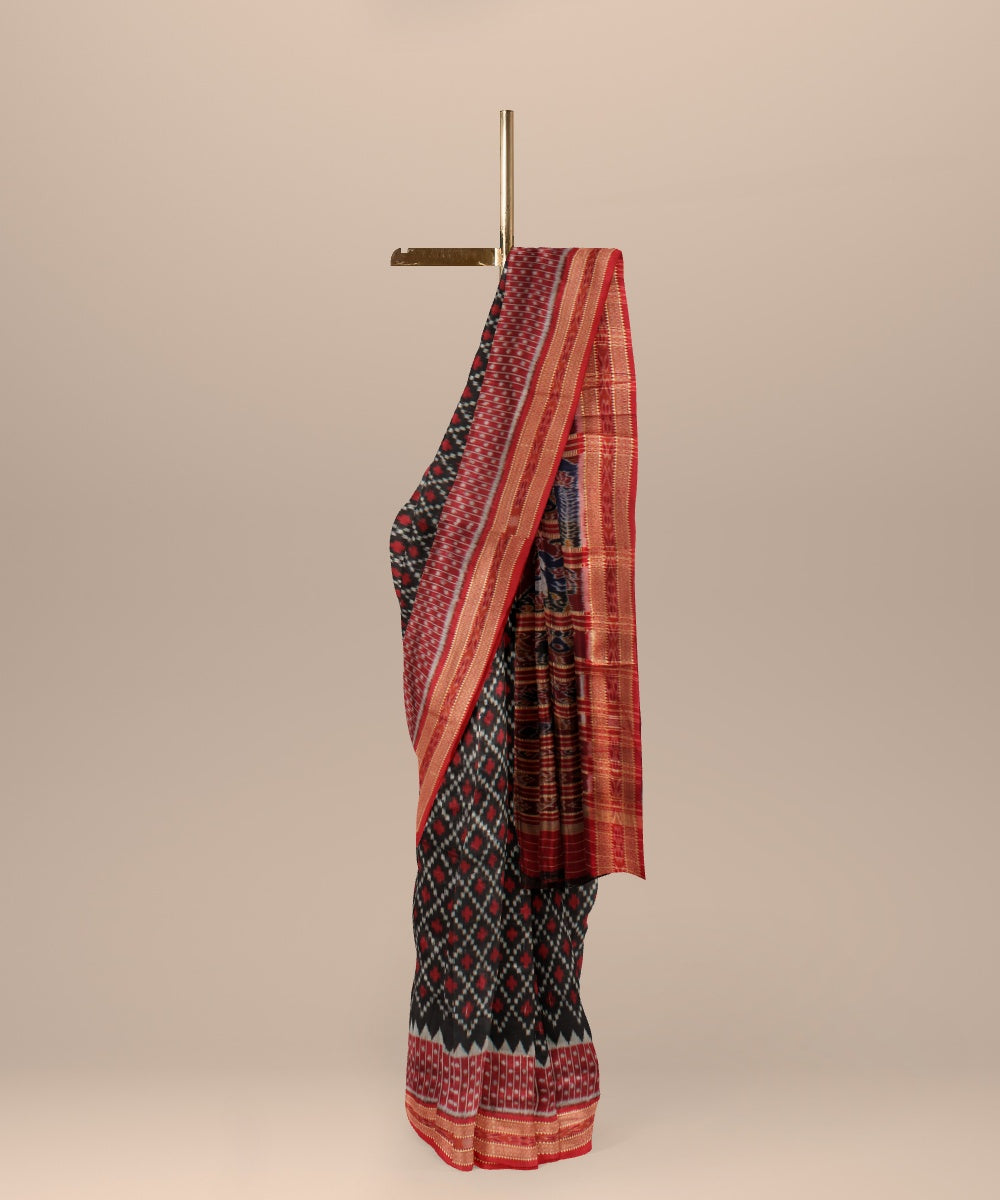 Black red silk handloom khandua saree