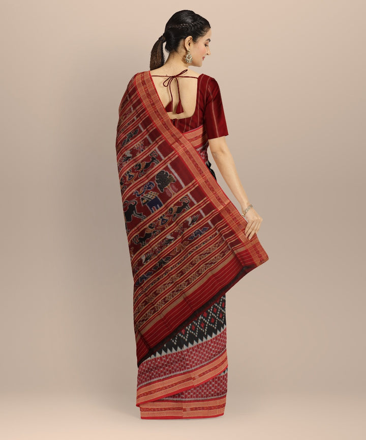 Black red silk handloom khandua saree