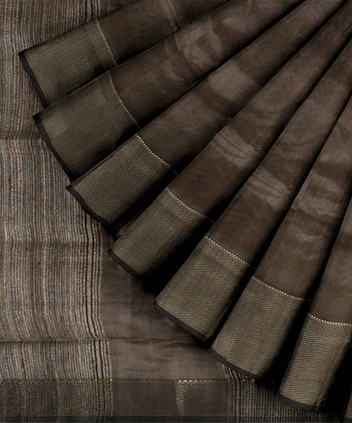 Beige grey ghicha handloom maheshwari cotton silk saree