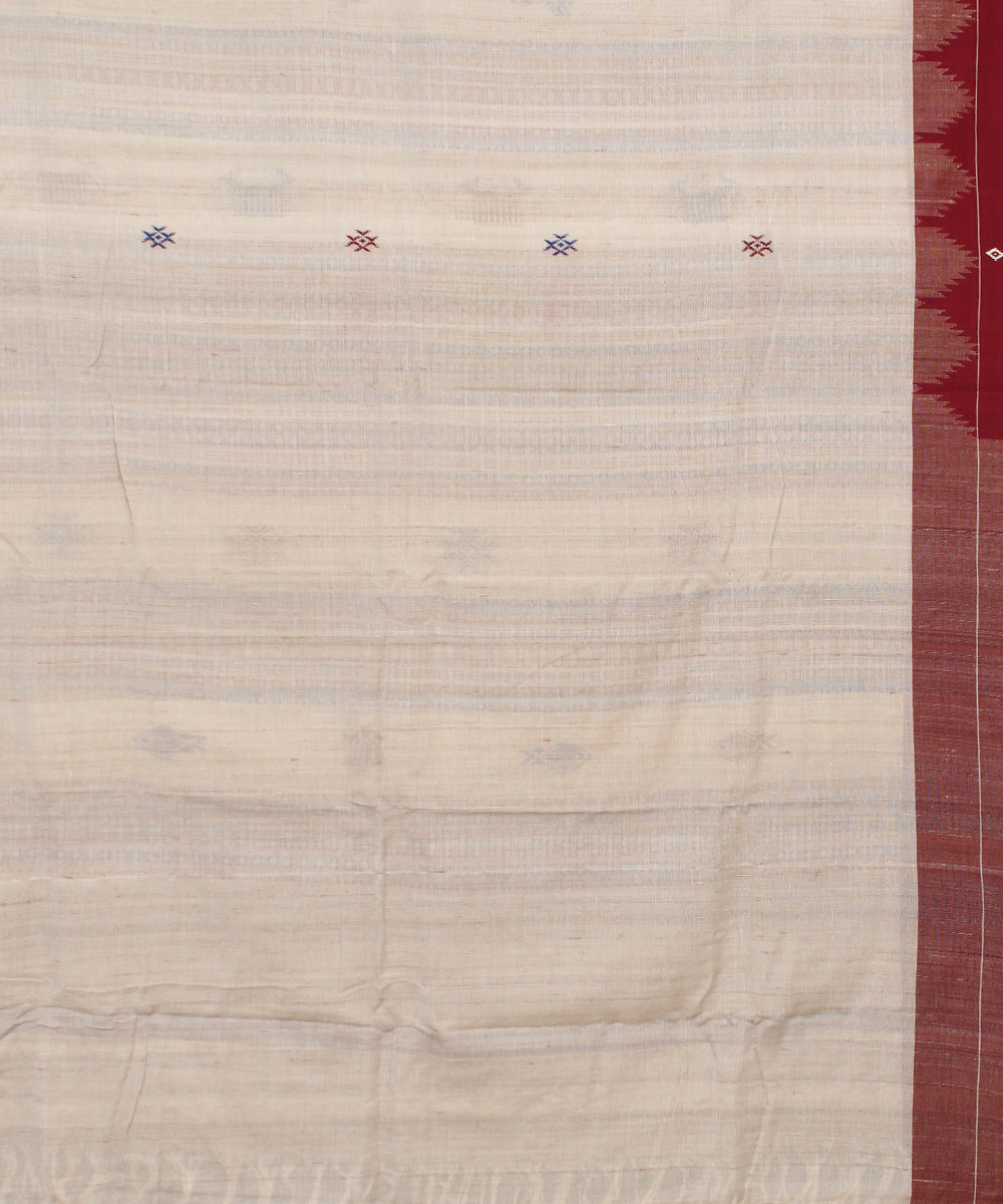 Offwhite blue tussar silk handwoven kotpad saree