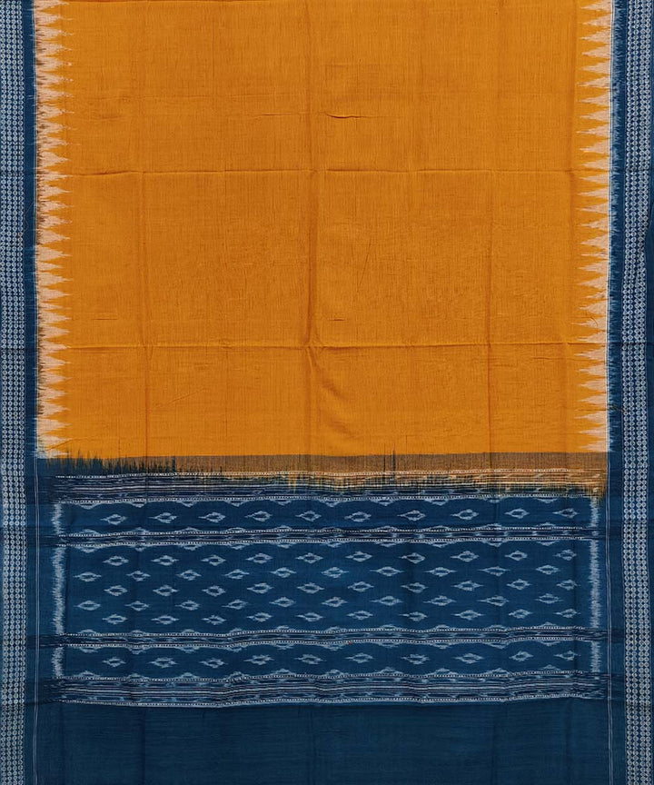 Yellow blue handwoven cotton sambalpuri dupatta