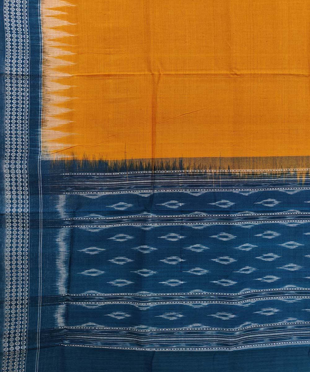 Yellow blue handwoven cotton sambalpuri dupatta