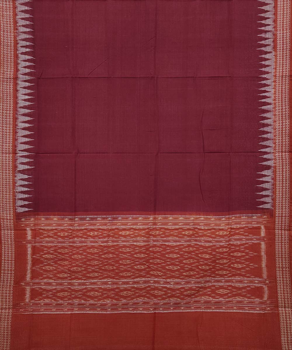 Maroon rust handwoven cotton sambalpuri dupatta