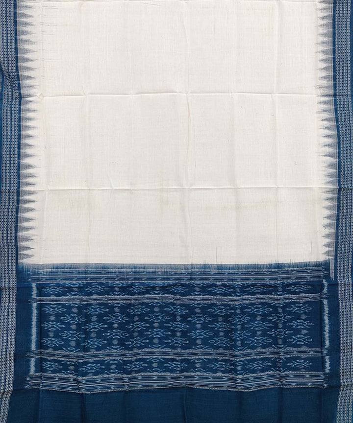 White blue handwoven cotton sambalpuri dupatta