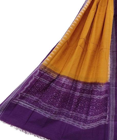 Yellow purpel handwoven cotton sambalpuri dupatta