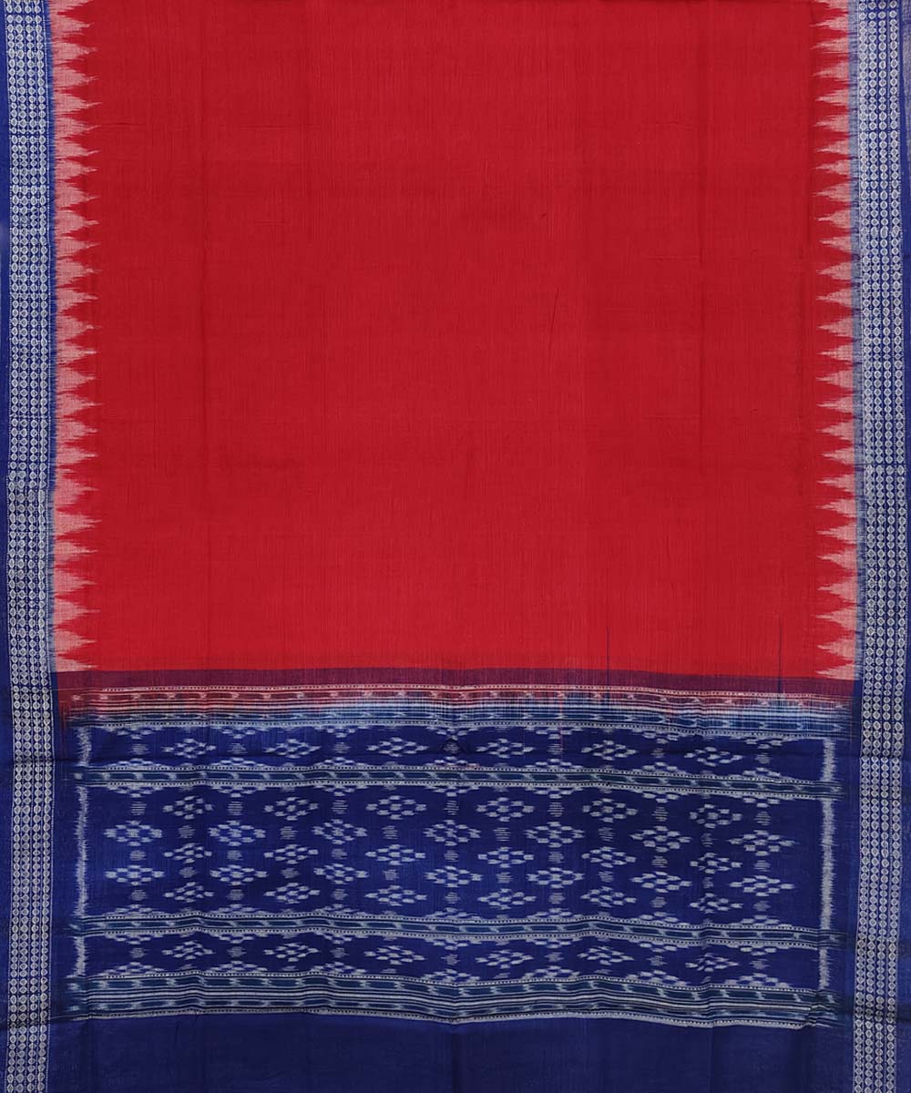 Red blue handwoven cotton sambalpuri dupatta