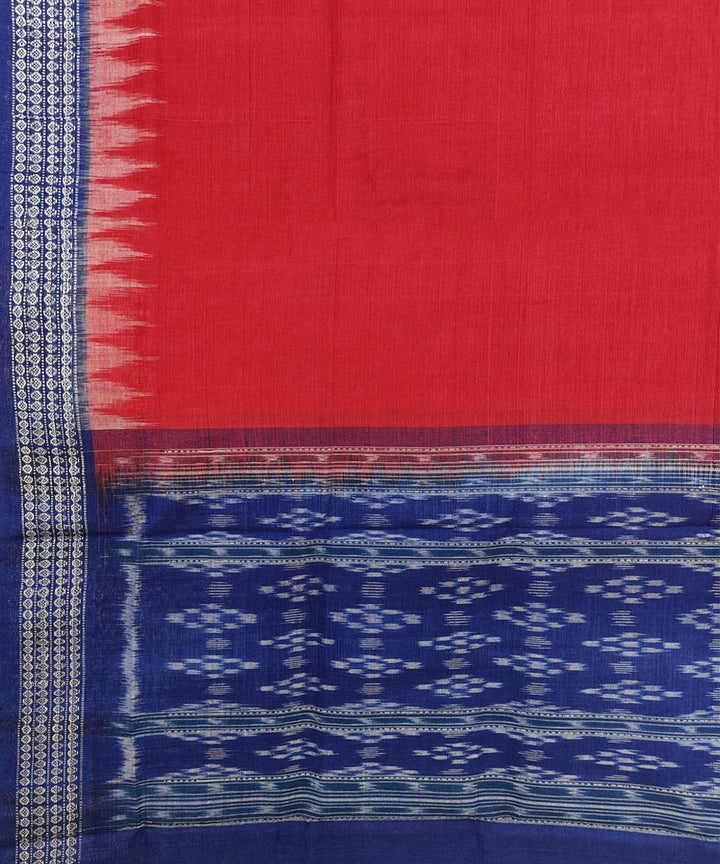 Red blue handwoven cotton sambalpuri dupatta