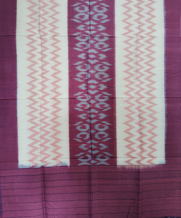 Brown offwhite handloom pochampally ikat cotton duppatta
