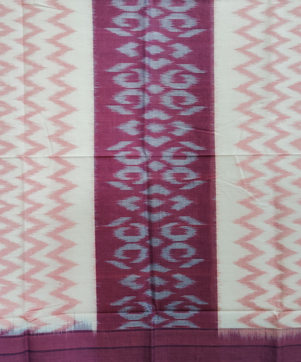 Brown offwhite handloom pochampally ikat cotton duppatta