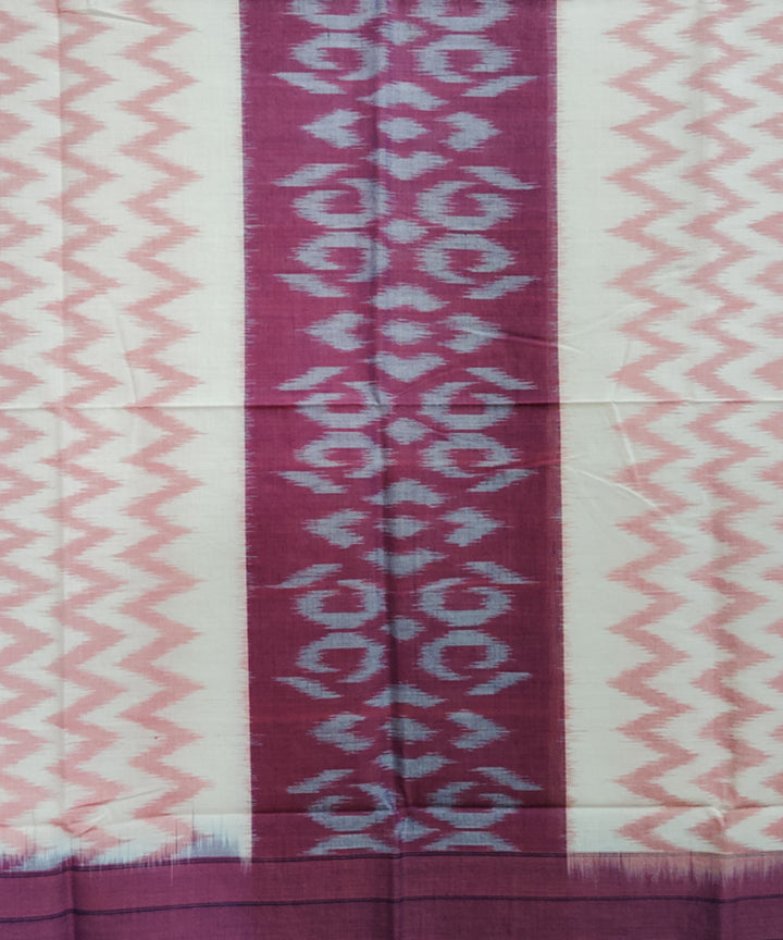 Brown offwhite handloom pochampally ikat cotton duppatta