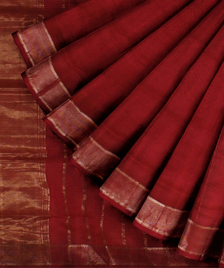 Red handloom cotton silk maheshwari saree