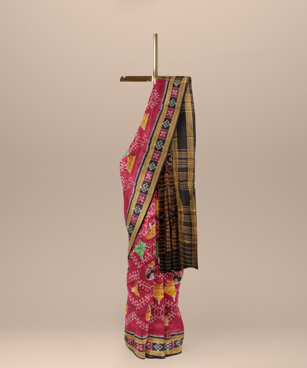 Purple black silk handloom khandua saree