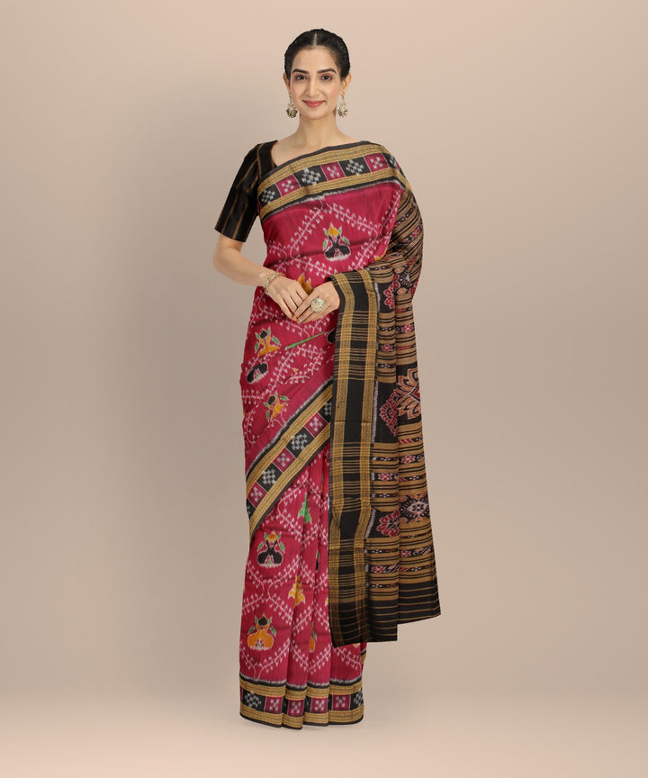 Purple black silk handloom khandua saree