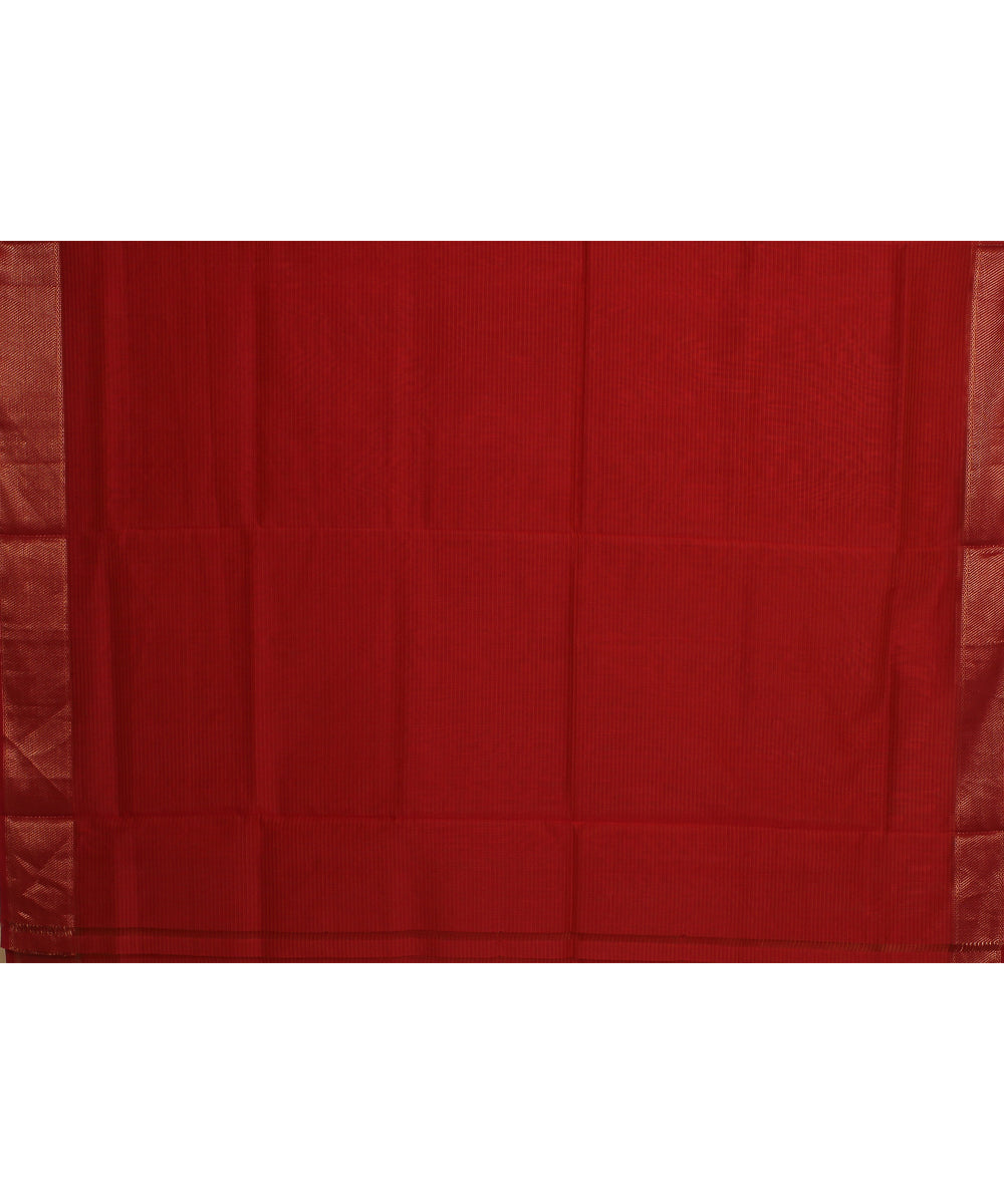 Red handloom cotton silk maheshwari saree