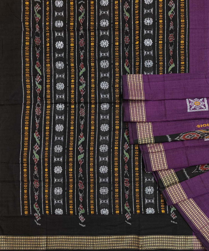 Purple black cotton handwoven bomkai saree