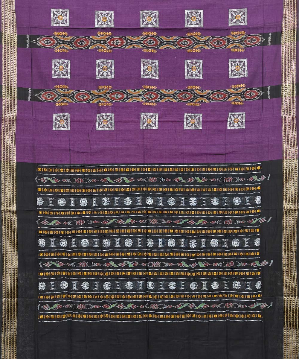 Purple black cotton handwoven bomkai saree
