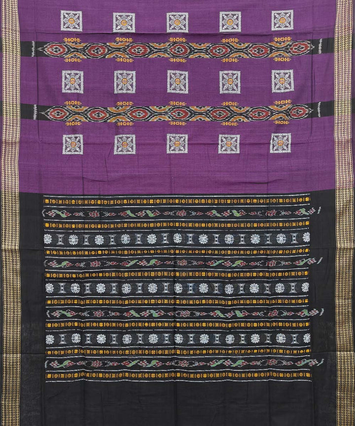 Purple black cotton handwoven bomkai saree