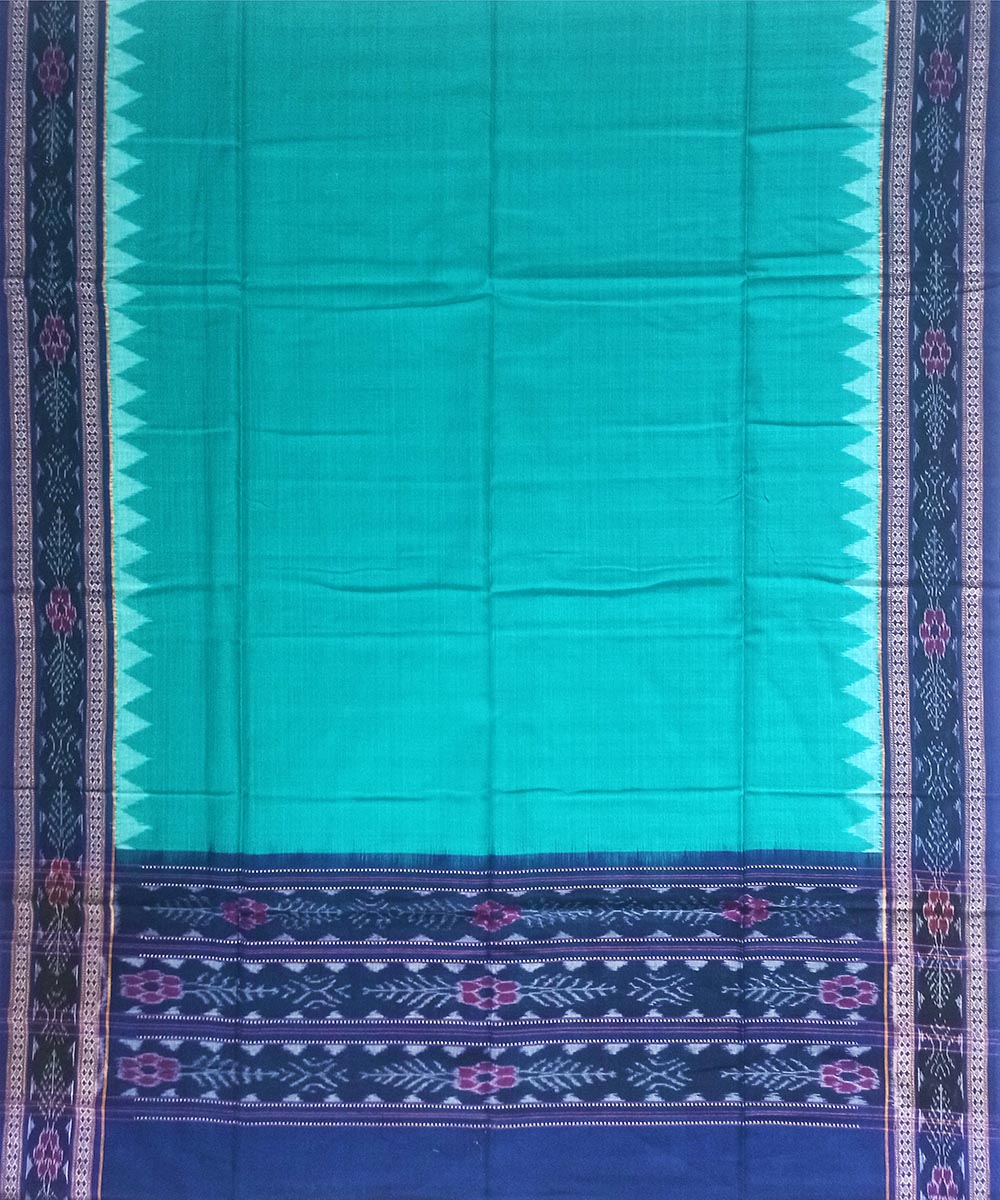 Navy blue green handwoven cotton sambalpuri dress material