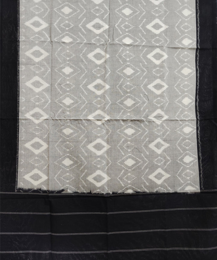 Grey black handloom pochampally ikat cotton duppatta