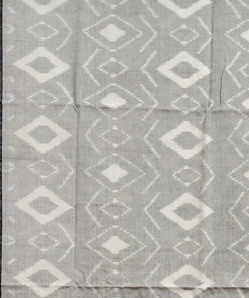 Grey black handloom pochampally ikat cotton duppatta