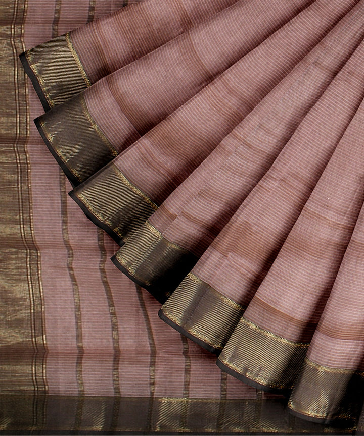 Pink grey handloom maheshwari cotton silk saree