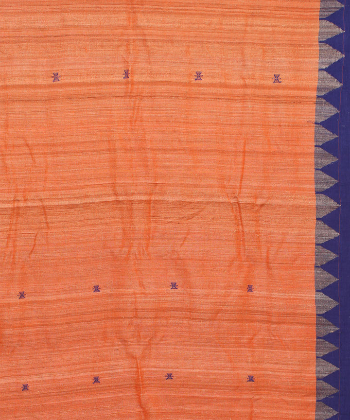 Peach blue tussar silk handwoven kotpad saree