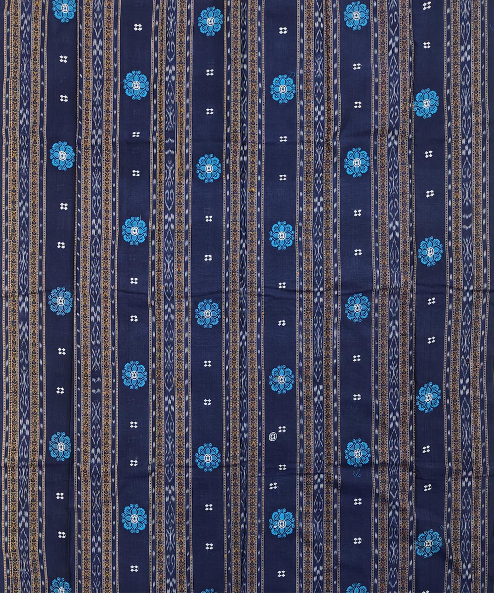 Navy blue sky blue handwoven cotton bomkai dress material