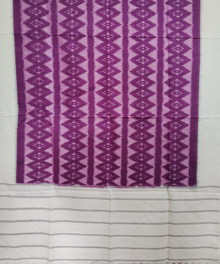 Pink purple offwhite handloom pochampally ikat cotton duppatta