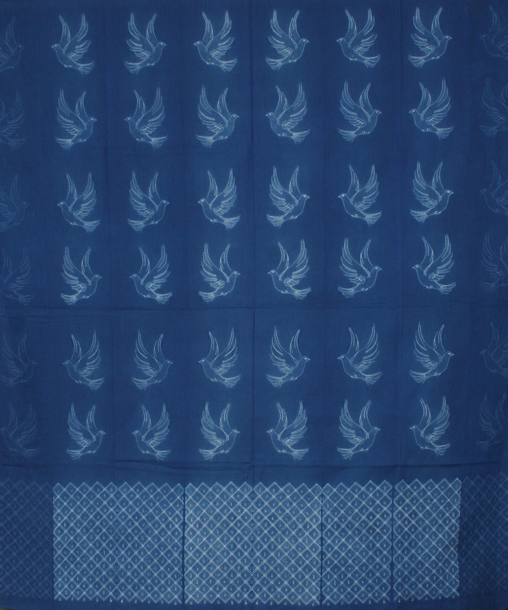 2.5m Navy blue handwoven cotton shibori kurta material