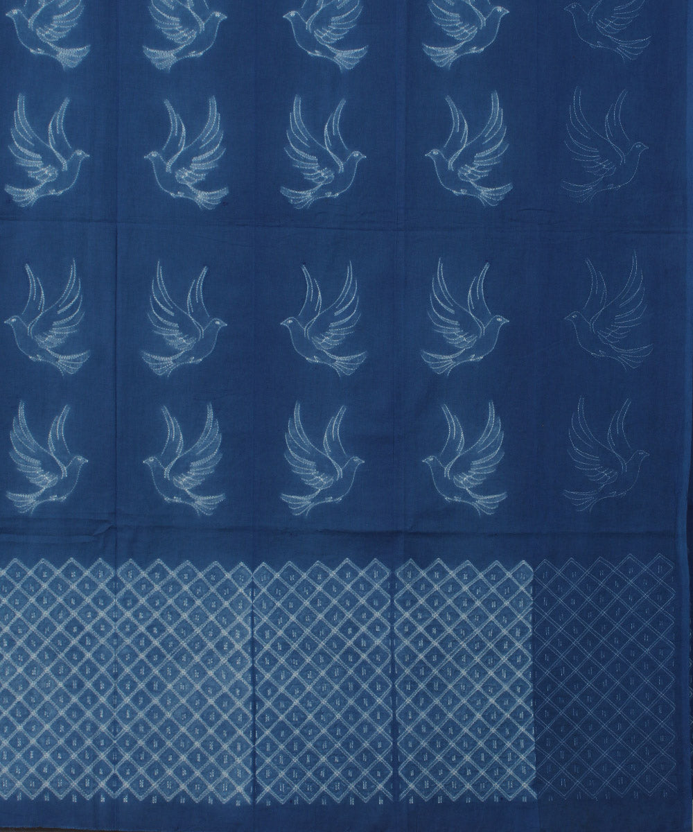 2.5m Navy blue handwoven cotton shibori kurta material