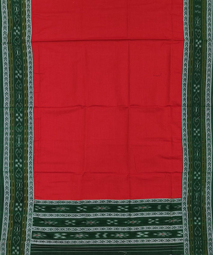 Dark green red handwoven cotton nuapatna dress material