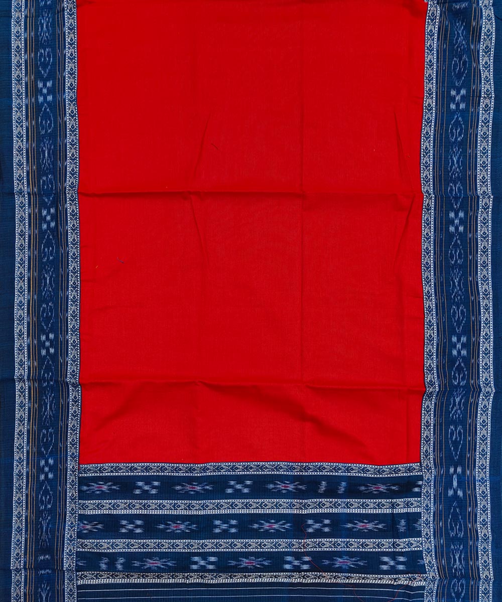 Navy blue red handwoven cotton nuapatna dress material